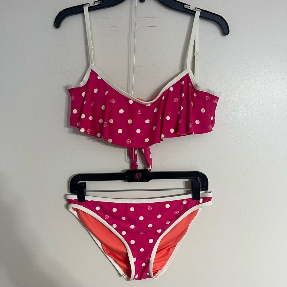 Women's Coco Rave Pink Polka Dot Bikini Set Size Medium/Large Top Large Bottoms‎